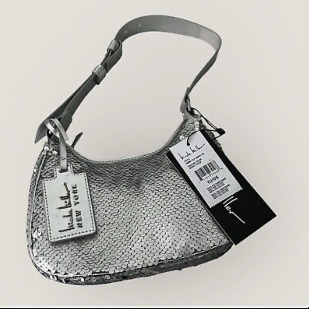 Nicole Miller Silver Sequins Bag